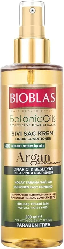 Bioblas Saç Dökülmesine Karşı Sıvı Saç Kremi – Argan Yağlı, Bitkisel Serumlu, Durulanmayan, Kolay Tarama & Yoğun Bakım, 200 ml — Saç bakımı