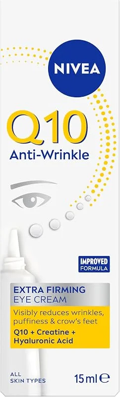 NIVEA Q10 Power Kırışık Karşıtı Sıkılaştırıcı Göz Kremi, 15 ml, Hassas Göz Çevresi, Şişkinlik, Hyaluronik Asit, Kreatin, Hafif Formül — Cilt bakımı