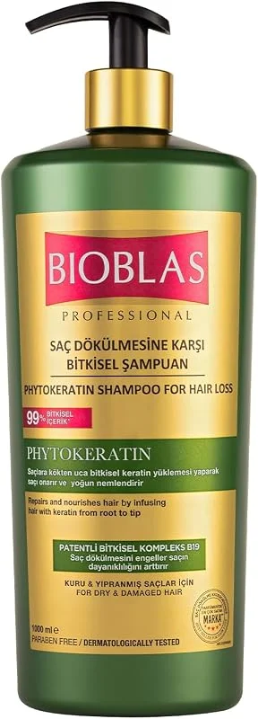 Bioblas Phytokeratin Şampuan – Saç Dökülmesine Karşı, Onarıcı & Güçlendirici Etki, Bitkisel Keratin İçerikli, 1000 ml — Saç bakımı