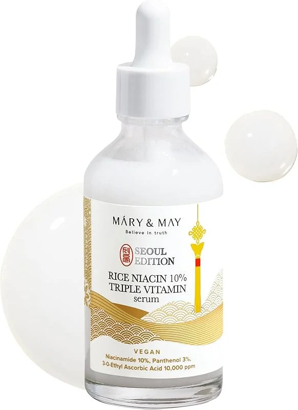 Mary&May Seoul Edition Rice Niacin%10 Triple Vitamin Serum, Glutatyon, Pirinç Aydınlatma Serumu 80ml — Cilt bakımı