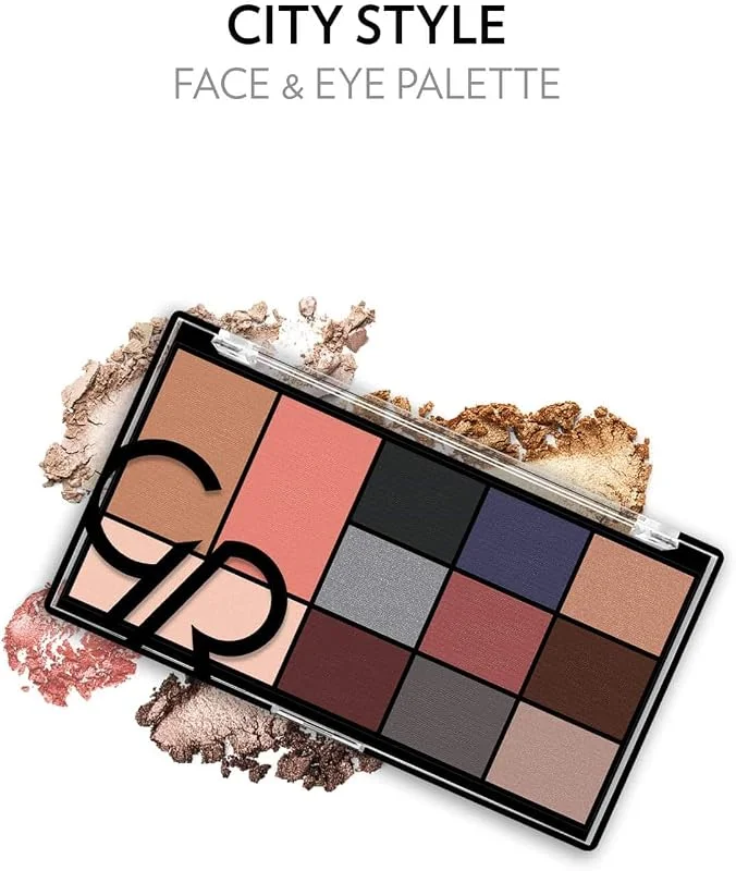 Golden Rose City Style Face & Eye Palette No: 02 Smokey - Allık, Bronzer, Aydınlatıcı ve 9'lu Far Paleti — Makyaj