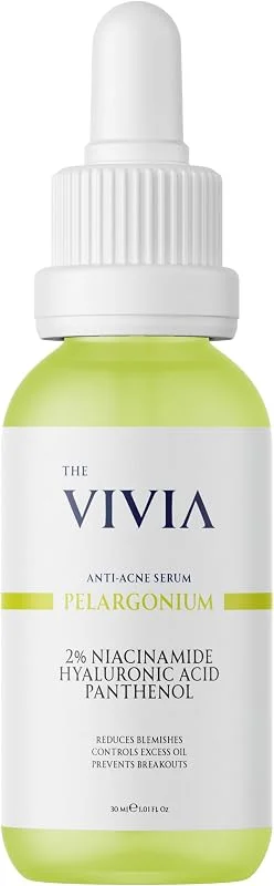 The Vivia Siyah Nokta, Sivilce ve Akne Karşıtı, Gözenek Sıklaştırıcı Cilt Serumu Pelargonium Niacinamide Hyaluronic Acid Panthenol 30 ml — Cilt bakımı