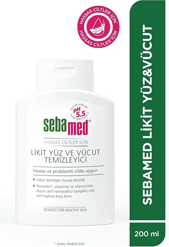 Sebamed Hassas Ciltler İçin Pentavitin Nemlendirici Etkili Yüz ve Vücut Temizleme Jeli 200 ml — Cilt bakımı