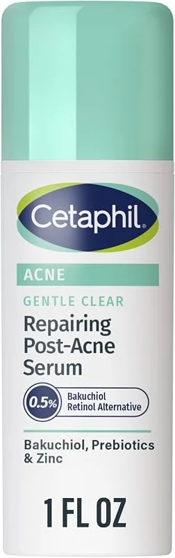 CETAPHIL Nazik Temizle Onarıcı Akne Sonrası Serum, Retinol Alternatif, Hassas Ciltler İçin Yağsız Serum, 1 Fl Oz, Bakuchiol, Cilt Tonunu ve Akne Sonrası İzleri İyileştirir, Dermatolog Önerilen Marka — Cilt bakımı