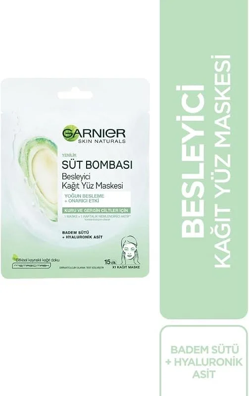 Garnier Süt Bombası Besleyici Kağıt Yüz Maskesi Badem Sütü — Cilt bakımı