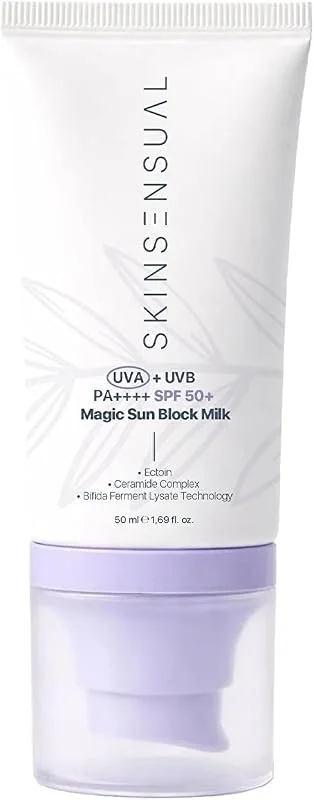 Skin Sensual Magic Sun Block Milk SPF 50+ Yeni Nesil Filtreli Yüz Güneş Kremi 50 ml, UVA + UVB Geniş Spektrum — Cilt bakımı