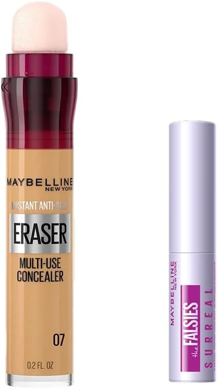 Maybelline New York Instant Anti Age Eraser Kapatıcı 07 Sand & Mini Falsies Surreal Maskara 4.7 ml Makyaj Seti