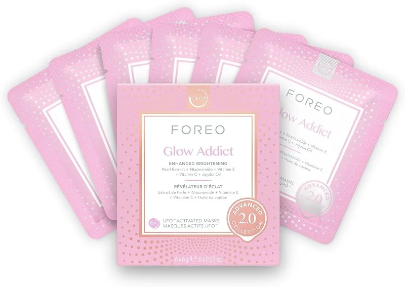 Glow Addict Advanced Collection 2.0 UFO Aktif Yüz Maskesi - Nemlendirici - Güzellik ve Kişisel Bakım - C ve E Vitamini - Tüm Cilt Tipleri ve Donuk Ciltler - Yaşlanma karşıtı - 1 pakette 6 adet — Cilt bakımı
