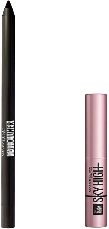 Maybelline New York Tattoo Liner Jel Göz Kalemi 900 Deep Onyx Siyah & Mini Lash Sensational Sky High Maskara Makyaj Seti