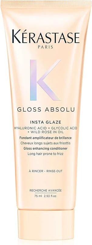Kérastase Gloss Absolu Insta Glaze Saç Kremi, Tüm Saç Tipleri İçin Parlaklık Arttırıcı Saç Kremi, Glikolik Asitli, Hyaluronik Asit ve Yabani Gül, 75 ml — Saç bakımı