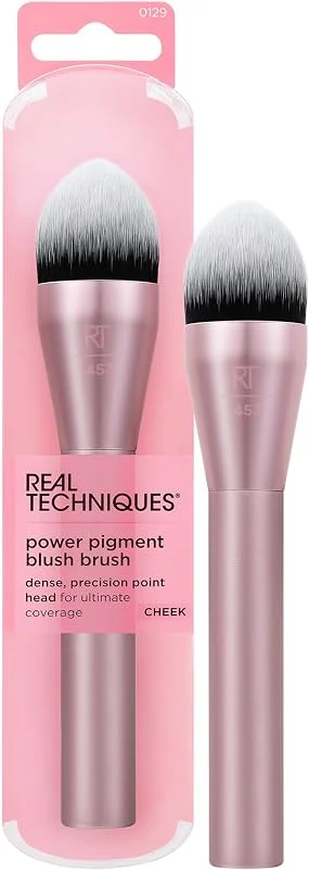 Real Techniques Power Pigment Allık Makyaj Fırçası, Sıvı ve Krem Allık İçin Yanak Fırçası, Yoğun, Sentetik Kıllar, Hassas Uygulama İçin Benzersiz Sivri Şekil, Vegan ve Zulüm İçermez, 1 Adet
