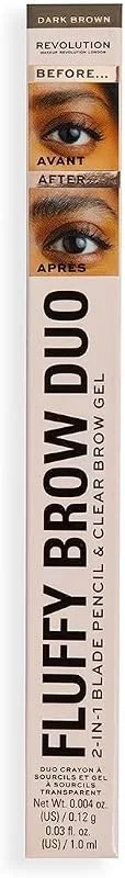 Revolution Fluffy Brow Duo Kaş Kalemi ve Kaş Maskarası, Dark Brown — Makyaj