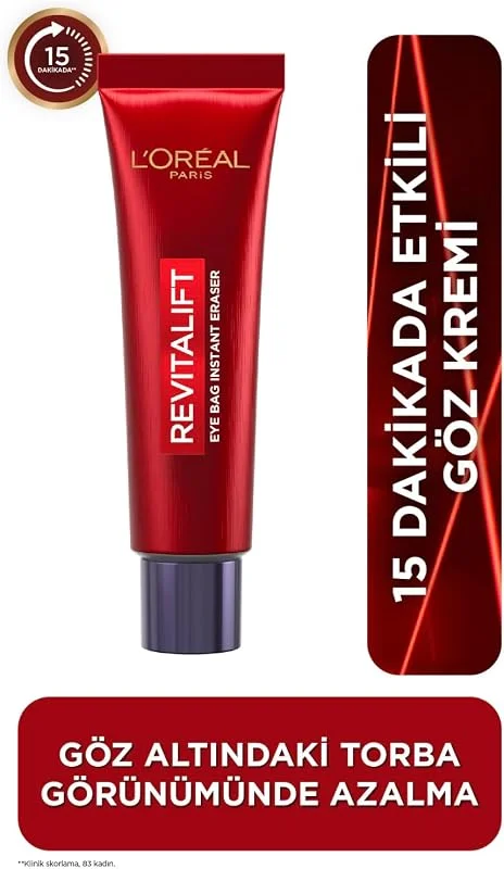 L'OREAL PARIS Revitalift Lazer Eyebag Instant Eraser Göz Altı Torba Görünümüne Karşı Etkili Göz Kremi 15ml — Cilt bakımı