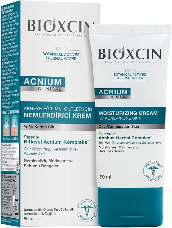 Bioxcin Acnium Sebum Dengeleyici Nemlendirici Krem 50 ml – Yağlı ve Akneye Eğilimli Ciltler İçin Hafif Nemlendirici — Cilt bakımı