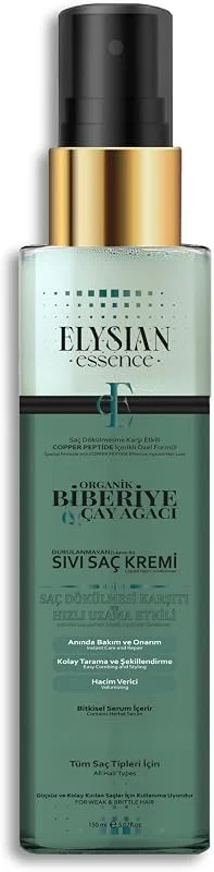 Biberiye & Çay Ağacı Sıvı Saç Kremi – Durulanmayan, Saç Dökülmesine Karşı, Hızlı Uzama Etkili Bakım Spreyi 150 ML — Saç bakımı