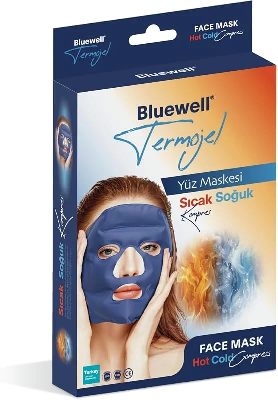 Bluewell TermoJel Yüz Maskesi – Sıcak & Soğuk Kompres, Tüm Yüz İçin Jel Maske, Şişlik, Yeniden Kullanılabilir — Cilt bakımı