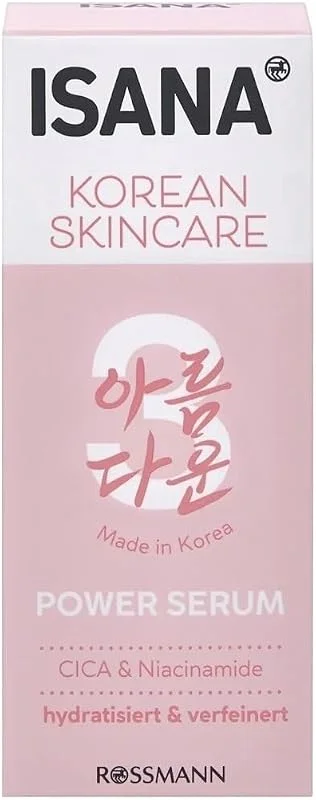 ISANA Korean Skincare Power Serum, CICA & Niacinamide, Nemlendirici ve Gözenek Sıkılaştırıcı, 30 ml — Cilt bakımı