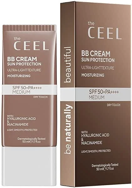 The Ceel Leke Karşıtı BB Krem Medium (Orta Ton) SPF 50+ PA++++ 50 ml, Niacinamide ve Hyalüronik Asit İçeren Yüksek Güneş Korumalı, Nemlendirici Renkli Yüz Kremi — Cilt bakımı