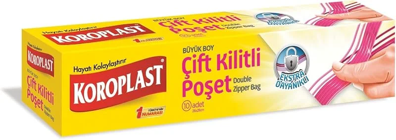 Koroplast Tekrar Kullanılabilir Büyük Çift Kilitli Dondurucu Poşeti 10'lu 24x28cm, Sızdırmaz & Dayanıklı, Şeffaf, BPA İçermez Dondurucu Torbası, Sebze, Balık, Çorba, Sos, Buzdolabı, Derin Dondurucu — Cilt bakımı