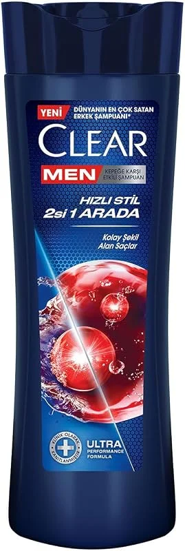 Clear Men Kepeğe Karşı Etkili Şampuan Hızlı Stil 2'si 1 Arada Kolay Şekil Alan Saçlar 350 ml Mavi — Saç bakımı
