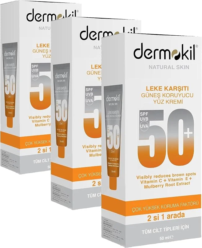 Dermokil Leke Karşıtı Güneş Koruyucu Yüz Kremi 50 ml (3 paketi) — Cilt bakımı
