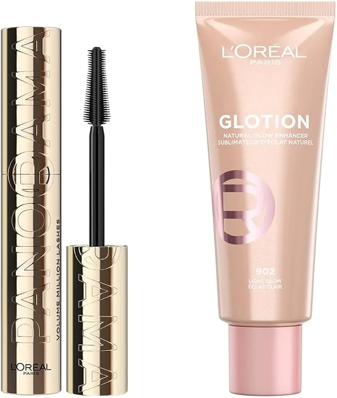 L'Oreal Paris Panorama Hacim Veren Siyah Maskara & L'Oreal Paris Glotion All-In-One Doğal Işıltı 902 Makyaj Seti