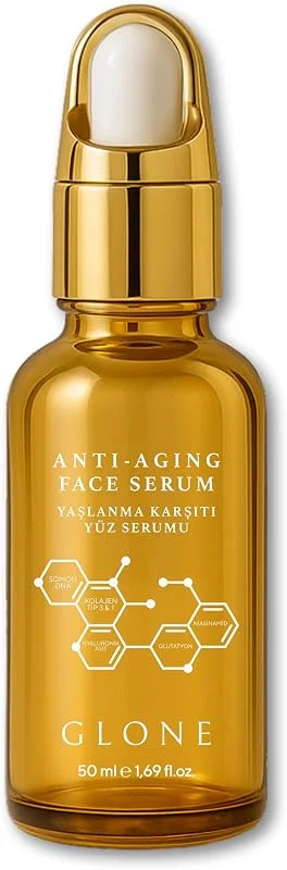 GLONE Yaşlanma Karşıtı Yüz Serumu, 50ml, Somon DNA & Kolajen, Sıkılaştırıcı ve Dolgunlaştırıcı Bakım — Cilt bakımı