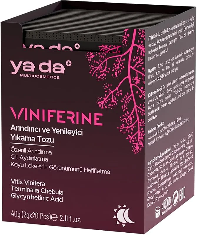 Viniferine Arındırıcı ve Yenileyici Yıkama Tozu Yüz Peelingi, 20 * 2 gr, Leke Karşıtı, Aydınlatıcı — Cilt bakımı