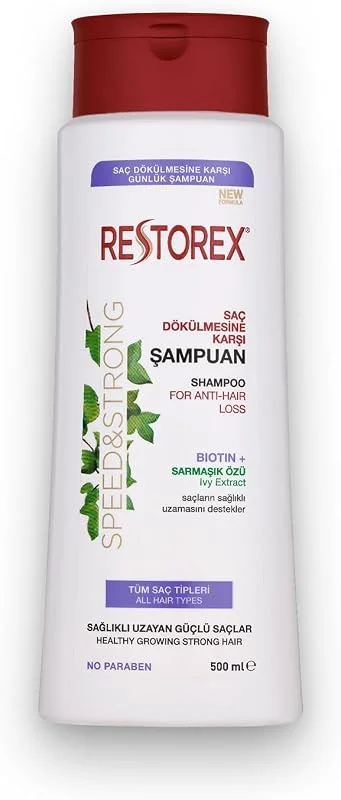 Restorex Speed & Strong Saç Dökülmesine Karşı Şampuan - Sarmaşık Özlü, Sağlıklı Uzama, Dökülme Karşıtı, 500 ml — Saç bakımı