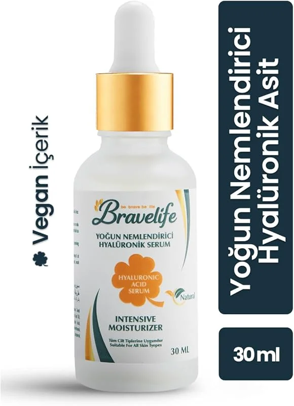 Bravelife Yoğun Nemlendirici Hyalüronik Asit Serum, Tüm Cilt Tipleri için, Aloe Vera, Panthenol, B5 Vitamini ve Niacinamide İçerikli, İnce Çizgi Karşıtı, Vegan, 30 ml — Cilt bakımı
