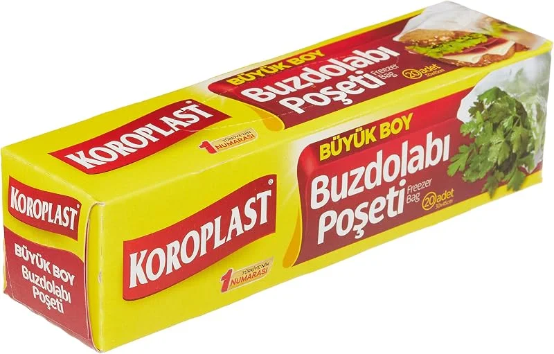 Koroplast Büyük Boy Buzdolabı Poşeti 20'li Set, BPA İçermez, Sızdırmaz Mutfak Buzdolabı Poşeti Büyük Boy 30x45cm, Meyve Sebze Yemek Gıda Saklama Torbası, Tekrar Kullanılabilir Mutfak Saklama Torbası — Makyaj