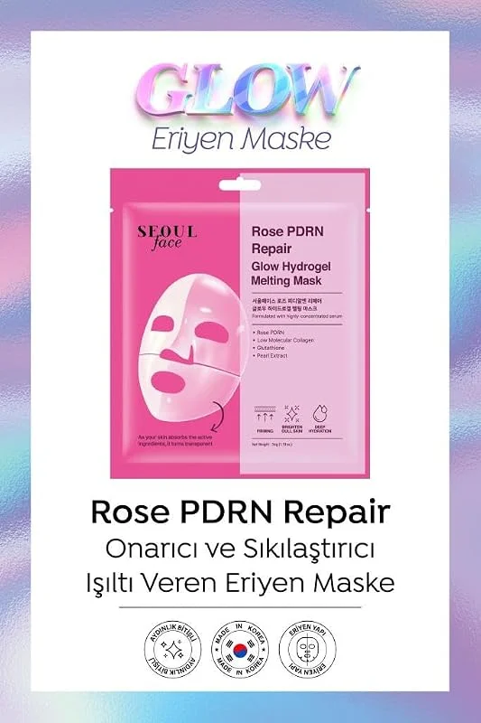 Dermal Seoul Face Gül PDRN Onarıcı Glow Işıltı Veren Eriyen Kore Maskesi Hidrojel Maske 34 gr. — Cilt bakımı