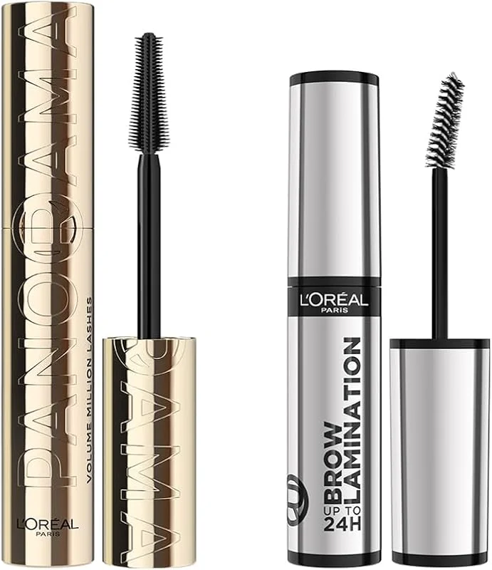 L'Oreal Paris Panorama Hacim Veren Siyah Maskara + L'Oreal Paris Infaillible 24H Brow Lamination Şeffaf Kaş Sabitleyici — Makyaj
