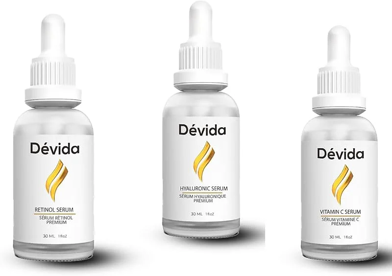 Retinol+Nemlendirici+C Vitamini Serum 3 lü Set Kırışıklık Alın Çizgisi Göz Çevresi — Cilt bakımı