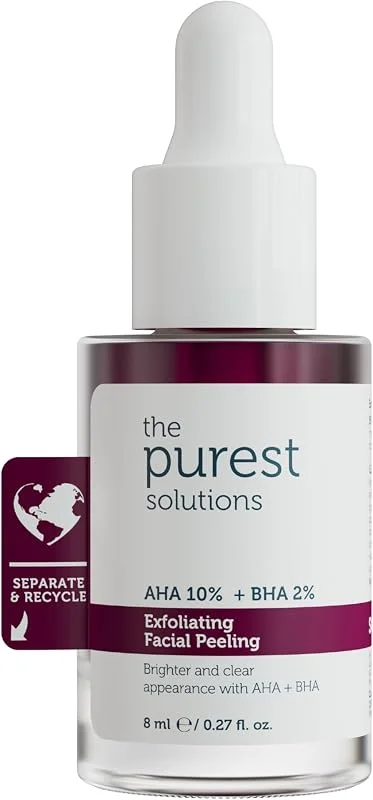 The Purest Solutions AHA & BHA Canlandırıcı ve Cilt Tonu Eşitleyici Kırmızı Peeling Cilt Serumu, Seyahat Boy 8 ml — Cilt bakımı