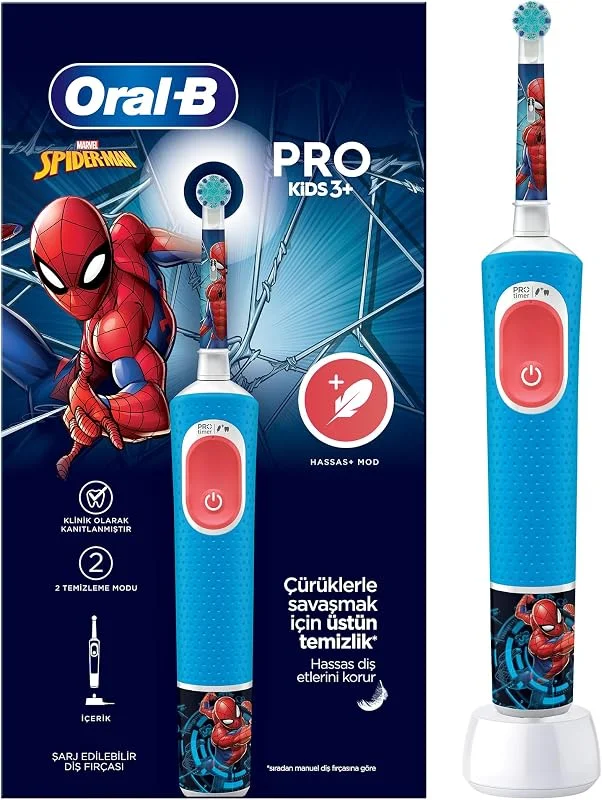 Oral-B Çocuk Şarjlı, Elektrikli Diş Fırçası Spiderman D103 — Makyaj