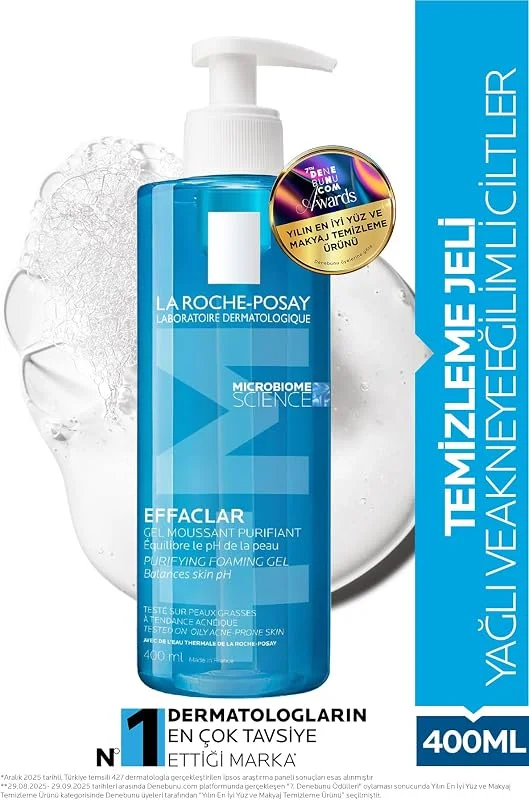 La Roche Posay Effaclar Yüz Temizleme Jeli, Yağlı ve Akneye Eğilimli Ciltler İçin, 400 ml — Cilt bakımı
