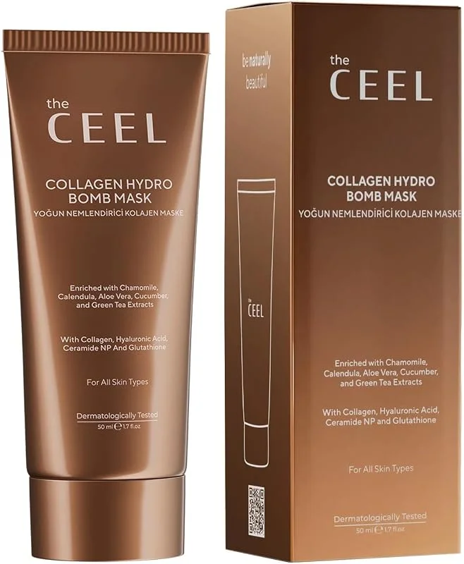 The Ceel Soyulabilen Kolajen Yüz Maskesi 50 ml - Glutatyon, Yeşil Çay Özü ve Ceramide İçeren Arındırıcı ve Nemlendirici Peel Off Maske, Gözenek Temizleyici ve Aydınlık Görünüm Destekleyici — Cilt bakımı