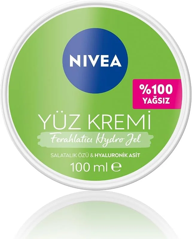 NIVEA Ferahlatıcı Hydro Nemlendirici Yüz Kremi 100 ml, Yağlı Ciltler İçin, Makyaj Bazı, 24 Saat Cilt Nemlendirici, Yağlı His Bırakmayan Formül — Cilt bakımı