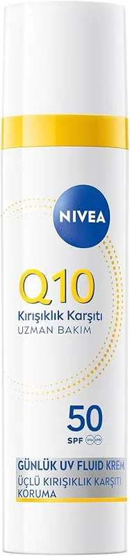 NIVEA SPF50 Q10 Kırışıklık Karşıtı Gündüz Yüz Bakım Kremi 40ml, Nemlendirici, Makyaj Bazı, Tüm Cilt Tonları — Cilt bakımı