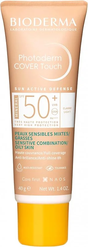 Bioderma Photoderm Cover Touch SPF50+ Light Karma Yağlı Ciltler Kapatıcı Etkili Renkli Güneş Kremi 40 ml — Cilt bakımı