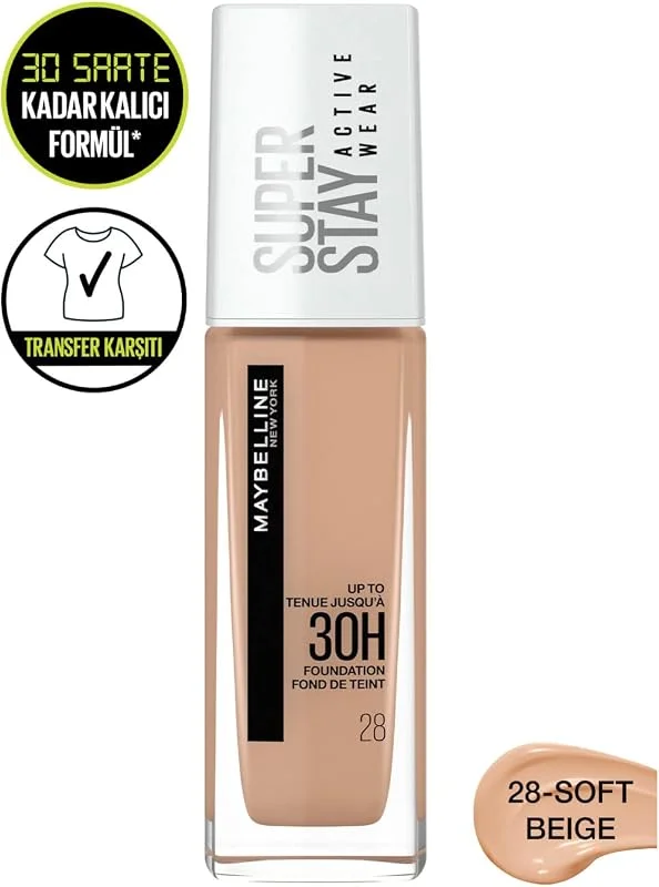 Maybelline New York Superstay Active Wear Fondöten- 28 Soft Beige (30 ml) — Makyaj