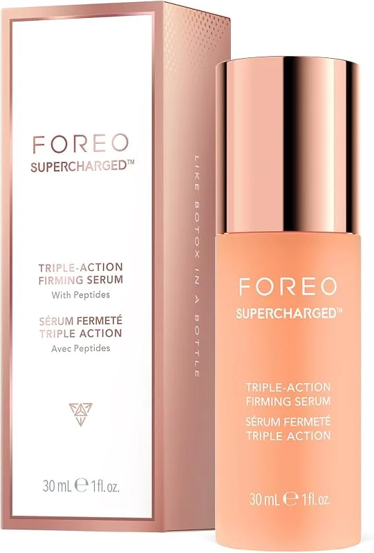 FOREO Supercharged sıkılaştırıcı serum, üç kat etkili – iletken jel – hiyalüronik asit ve skualan – yüz nemlendirici serum – vegan ve hayvanlar üzerinde denenmemiştir – tüm cilt tipleri – 30 ml — Cilt bakımı