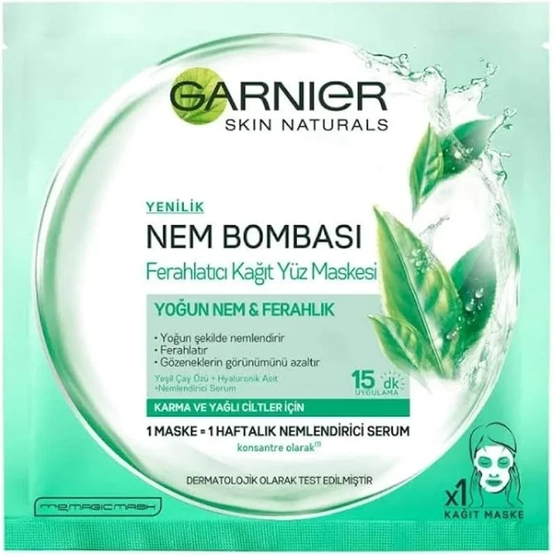Garnier Kağıt Yüz Maskesi Ferahlatıcı Nem Bombası 28 gr — Cilt bakımı