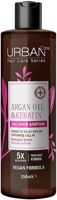 Urban Care Argan Oil & Keratin Besleyici ve Kırılma Karşıtı Saç Bakım Şampuanı, 350 Mililitre, Vegan — Saç bakımı