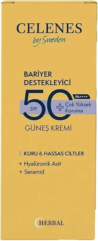Celenes by Sweden Herbal Güneş Kremi Kuru Ve Hassas Ciltler SPF 50+ 50ml, 5160155 — Cilt bakımı
