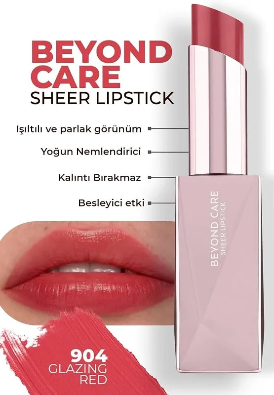 ALIX AVIEN Beyond Care Sheer Lipstick 904 - Glazing Red - Yoğun Nemlendirici Besleyici Etki - Parlak Ruj — Makyaj