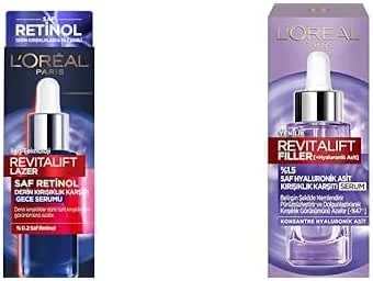 L'Oréal Paris Revitalift Lazer Saf Retinol Gece Serumu (30 ml) + L'Oréal Paris Revitalift Filler%1.5 Saf Hyaluronik Asit Kırışıklık Karşıtı Serum (30 ml) — Cilt bakımı