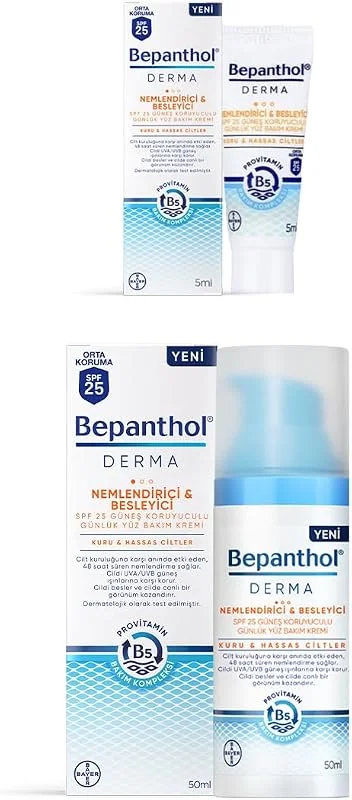 Bepanthol Derma SPF 25 Yüz Bakım Kremi + 3 Adet Derma SPF 25 Yüz Bakım Kremi 5ml Hediyeli — Cilt bakımı