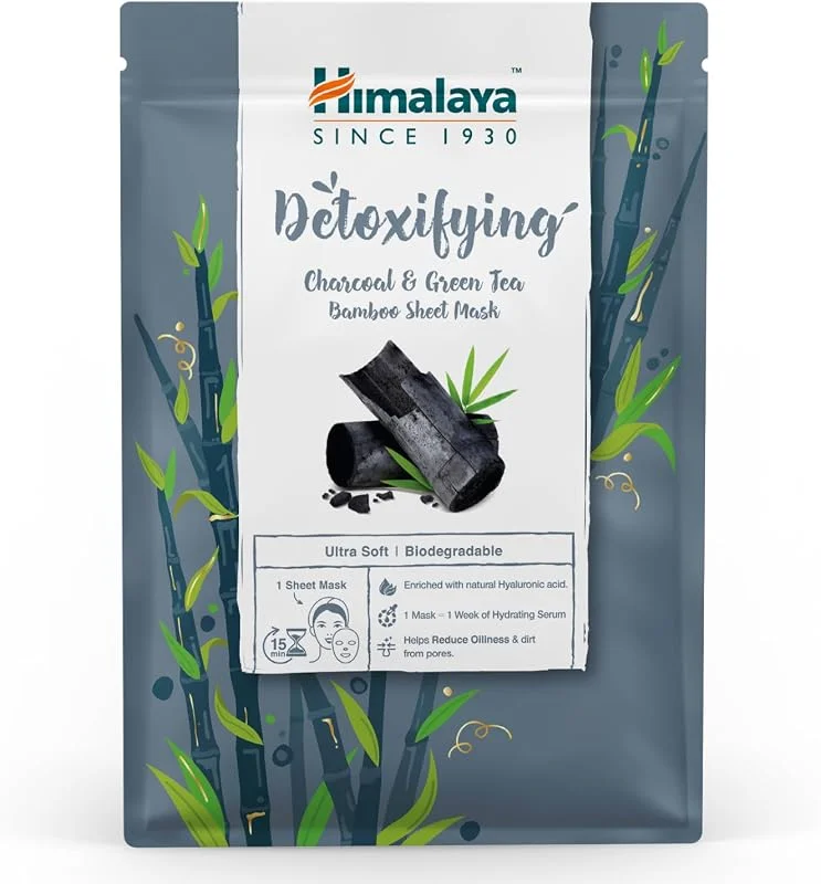 Himalaya Detox Etkili Kağıt Maske, Aktif Kömür, Yeşil Çay, Hyaluronic Acid, Bambu, Geri Dönüştürüleriblir, Tüm Ciltler, 30 gr — Cilt bakımı